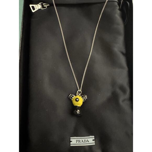 Prada Animalia Jewels Necklace Pink Brown Enamel Pendant w/ Box - Picture 2 of 6